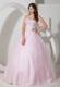Baby Pink Sweetheart Tulle Quinceanera Dress Beaded Bust