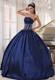 Navy Strapless Floor-length Embroidery and BeaeAd Quince Dress