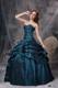 Navy Sweetheart Appliques and Hand Flowers Quince Dress