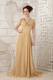 Classical Champagne Empire V-neck Prom Dress Beading Brush Train
