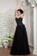 Modest Black Empire Prom Dresses Hand Made Flowers Sweetheart