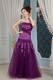 Cheap Elegant Purple Column Strapless Prom Dress with Embroidery