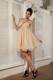 Simple Champagne Short Prom Dresses Empire Sweetheart Appliques