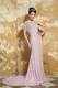 Light Pink Column One Shoulder Brush Train Beading Prom Dresses