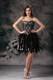 Mini Black Lace Dresses For Prom with Feathers