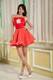 Lovely Red Princess Short Prom Dress Strapless Hand Made Flowers