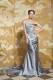 2013 Summer Grey Column Strapless Court Train Beading Prom Dress