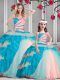 Fantastic Multi-color Sleeveless Organza Lace Up Quinceanera Dresses for Military Ball and Sweet 16 and Quinceanera