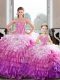 Ideal Organza Sleeveless Floor Length Quinceanera Gown and Beading and Ruffles
