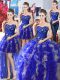 Fashion Four Piece Sleeveless Beading Lace Up 15th Birthday Dress
