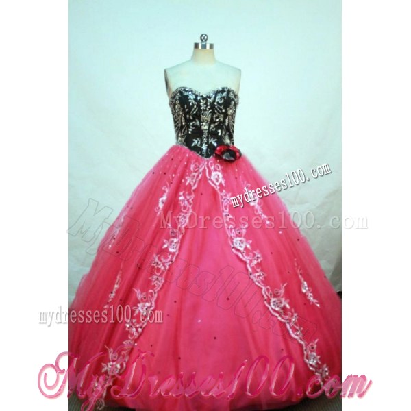 Black and Hot Pink Dress with Silver Embellishments for Quinceanera Party