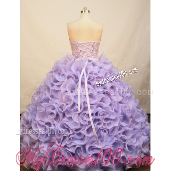 Lilac Rolling Flower Quinceanera Dress with Sequins Bodice