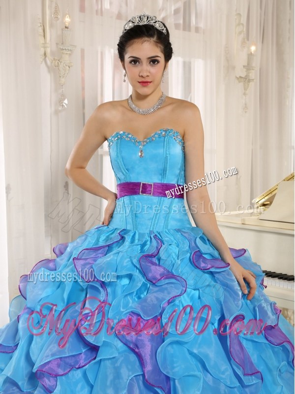 Multi-color Sweetheart Ruffles and Appliques Quinceanera Dress