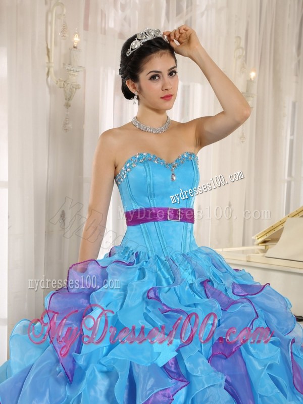 Multi-color Sweetheart Ruffles and Appliques Quinceanera Dress