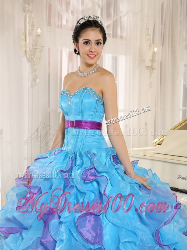 Multi-color Sweetheart Ruffles and Appliques Quinceanera Dress