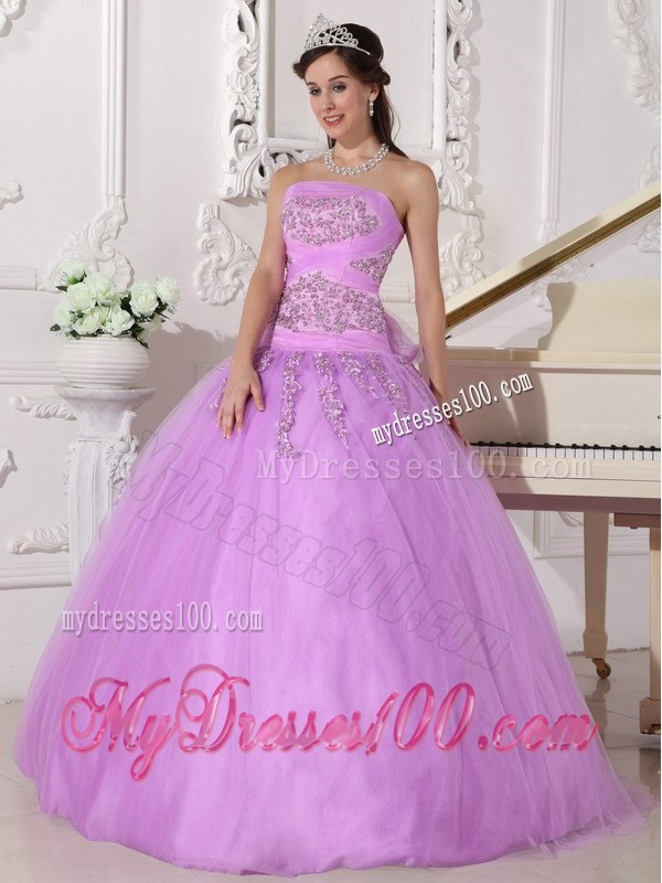 Diamonds and Appliques Decorated Sweet 16 Dresses with Half Bow Back