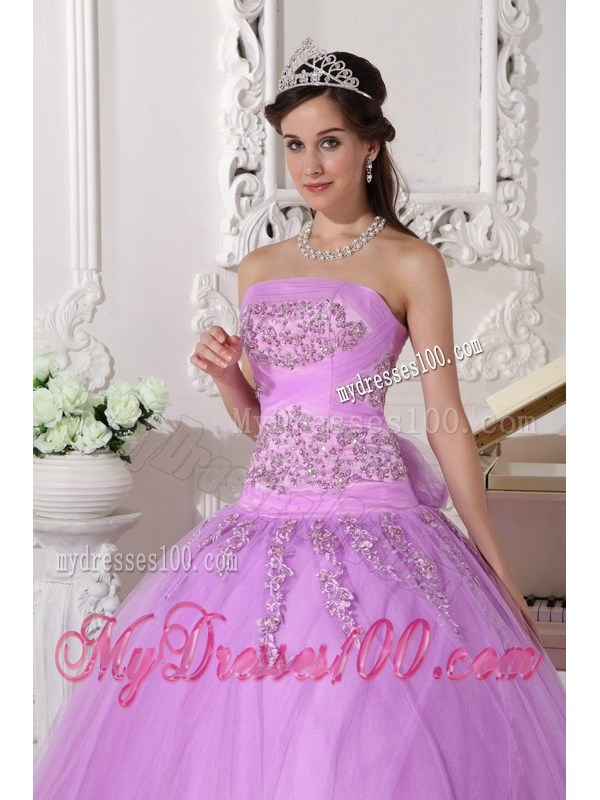 Diamonds and Appliques Decorated Sweet 16 Dresses with Half Bow Back