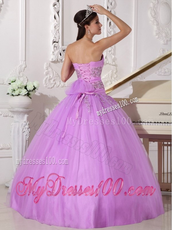 Diamonds and Appliques Decorated Sweet 16 Dresses with Half Bow Back