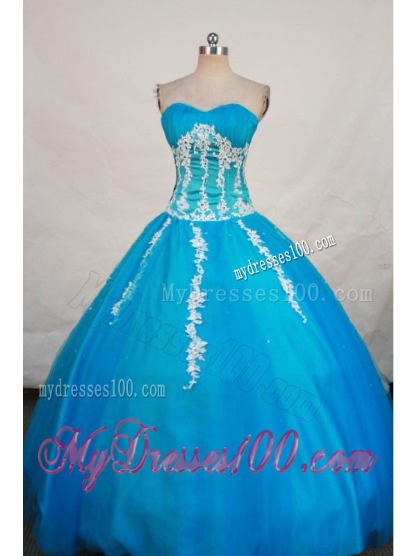 Beautiful Sweetheart Blue Quinceanera Dress with Appliques Decorate