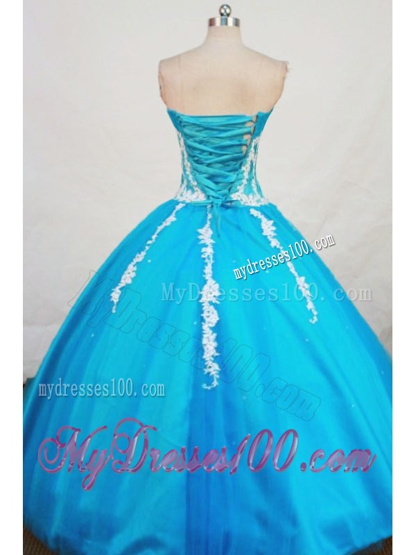 Beautiful Sweetheart Blue Quinceanera Dress with Appliques Decorate