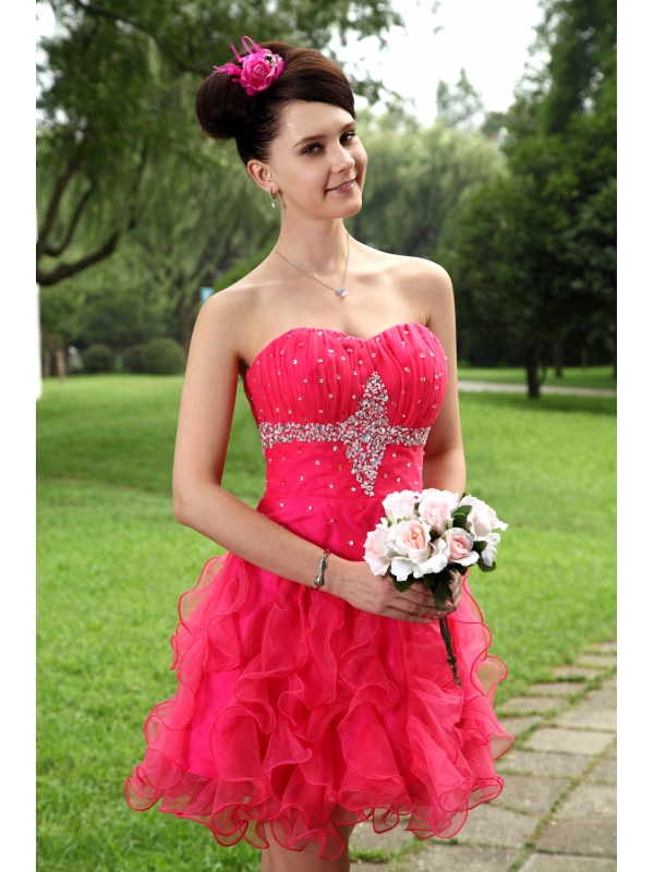 Black Empire Sweetheart Tea-length Hand Made Flowers Party Dress