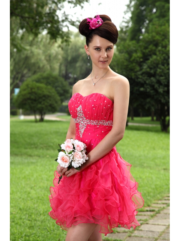 Black Empire Sweetheart Tea-length Hand Made Flowers Party Dress