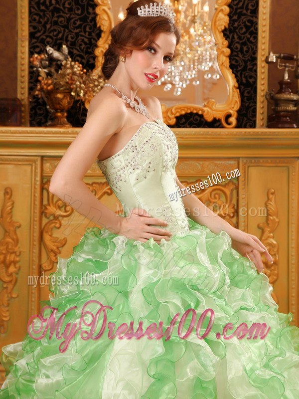 Multi-colored Beading And Ruffles Decorate Sweet 16 Dress