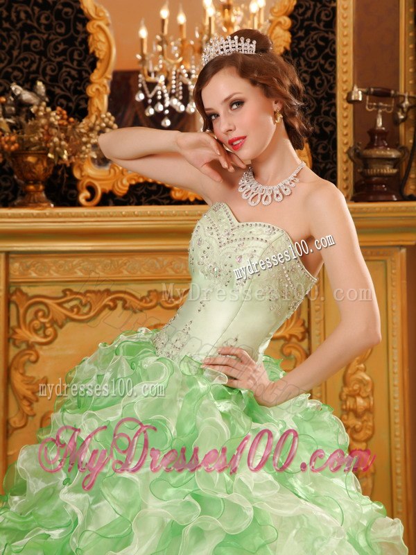Multi-colored Beading And Ruffles Decorate Sweet 16 Dress