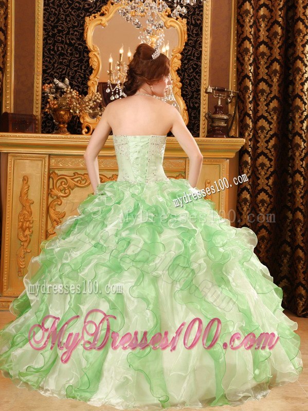 Multi-colored Beading And Ruffles Decorate Sweet 16 Dress