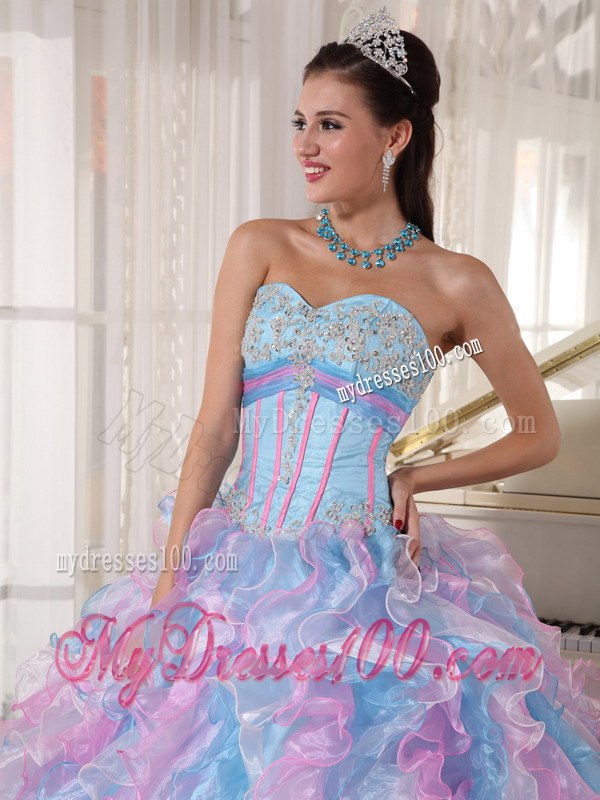 Multi-color Ball Gown Sweetheart Floor-length Organza Appliques 