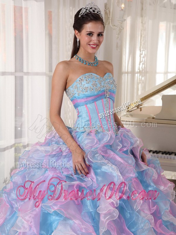 Multi-color Ball Gown Sweetheart Floor-length Organza Appliques 