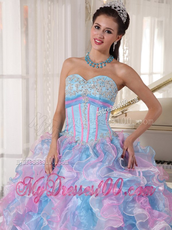 Multi-color Ball Gown Sweetheart Floor-length Organza Appliques 
