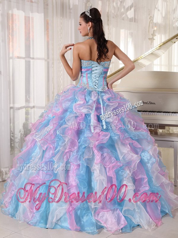Multi-color Ball Gown Sweetheart Floor-length Organza Appliques 