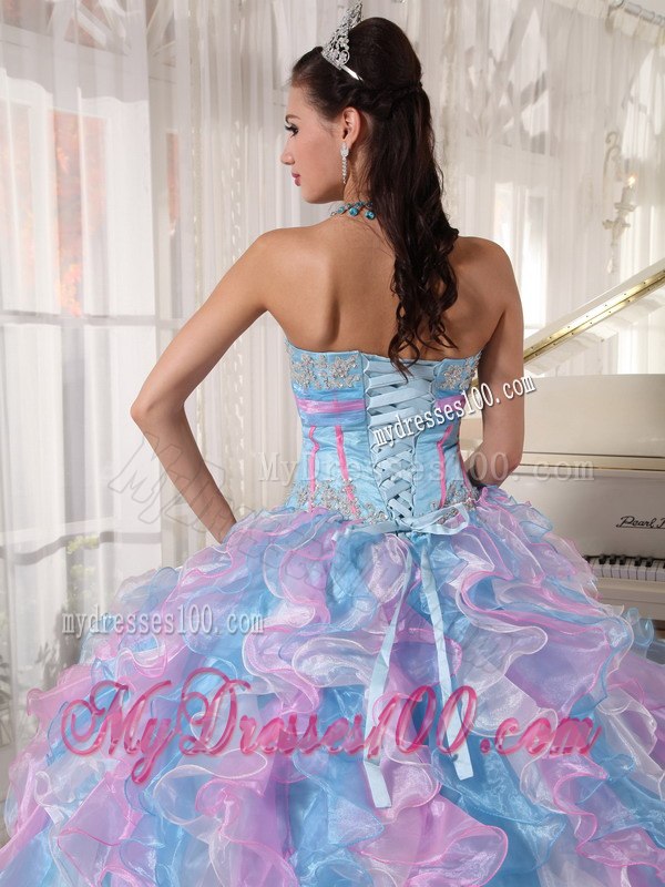 Multi-color Ball Gown Sweetheart Floor-length Organza Appliques 