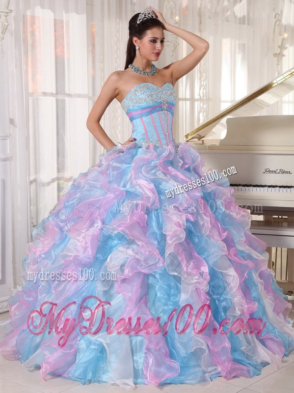 Multi-color Ball Gown Sweetheart Floor-length Organza Appliques 
