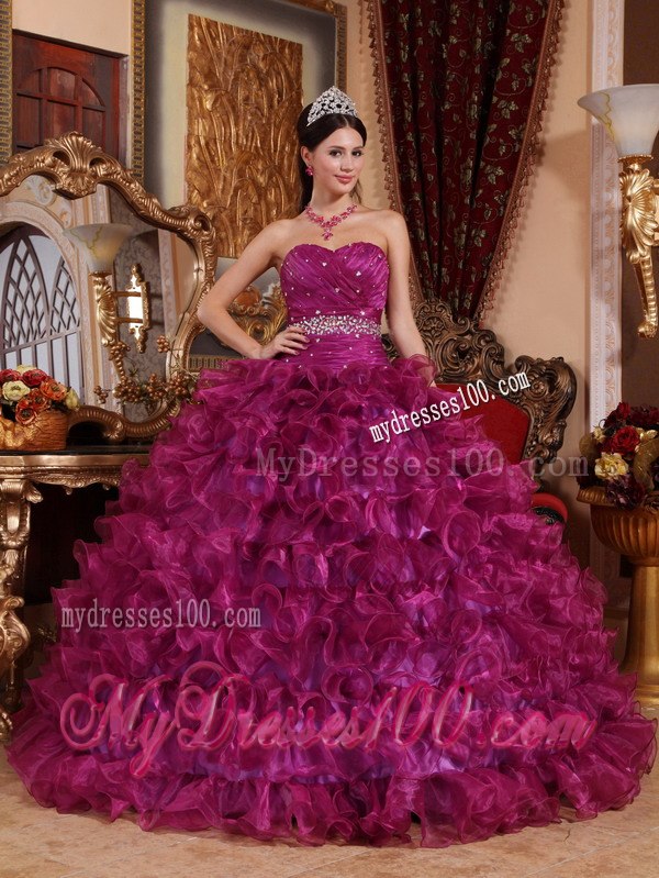 Beading And Rolling Flowers for Purple Sweetheart Sweet 16 Dress