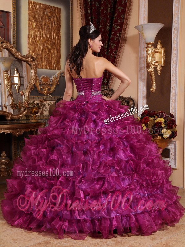 Beading And Rolling Flowers for Purple Sweetheart Sweet 16 Dress