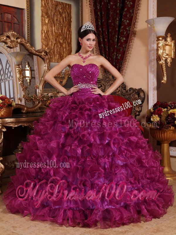 Beading And Rolling Flowers for Purple Sweetheart Sweet 16 Dress
