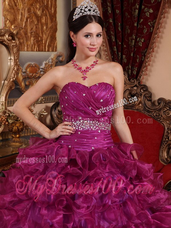 Beading And Rolling Flowers for Purple Sweetheart Sweet 16 Dress