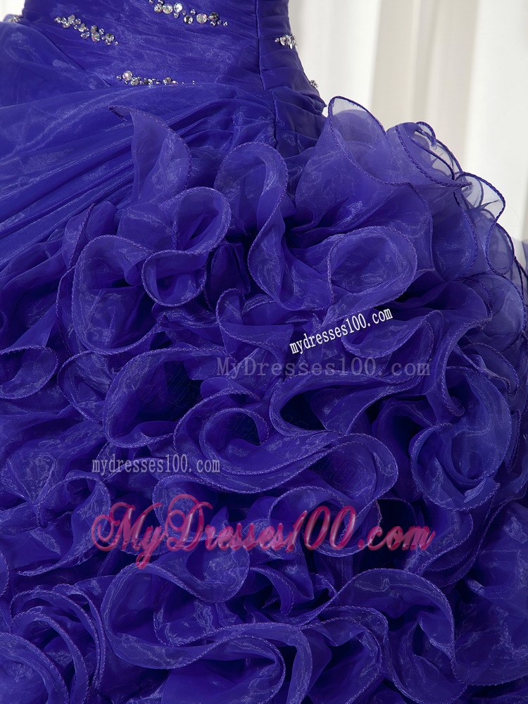 Beading and Ruching Purple Quinceanera Gown Sweetheart Floor-length
