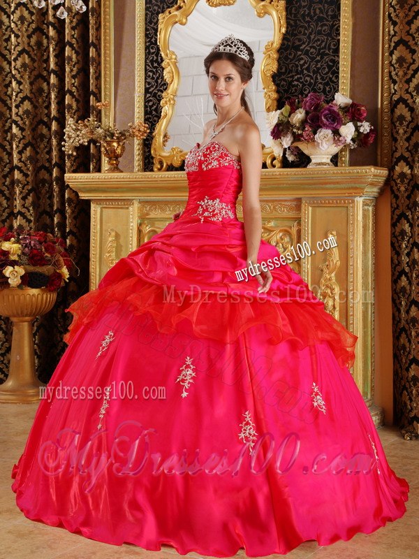 Ruffles Layered Red Sweetheart Taffeta Beading Quinceanera Dresses