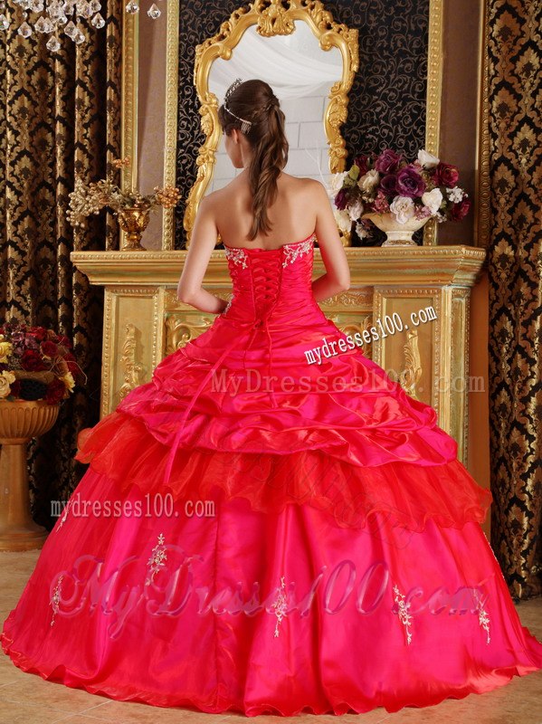 Ruffles Layered Red Sweetheart Taffeta Beading Quinceanera Dresses