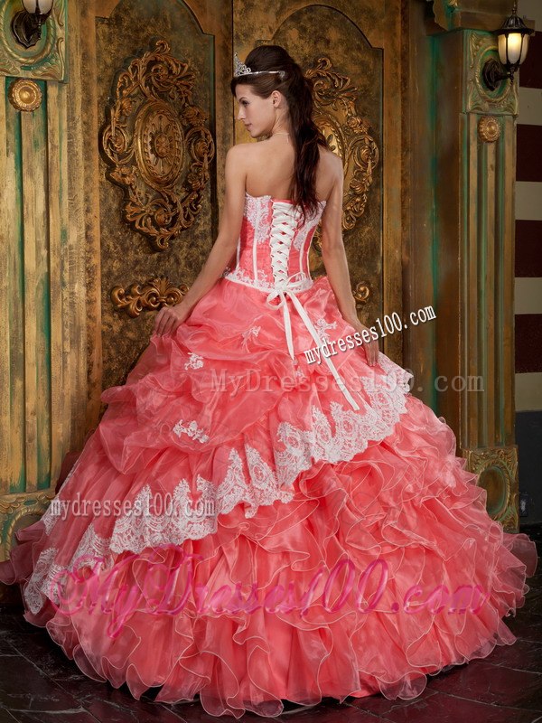 Waltermelon Ball Gown Strapless Floor-length Ruffles Organza Qui