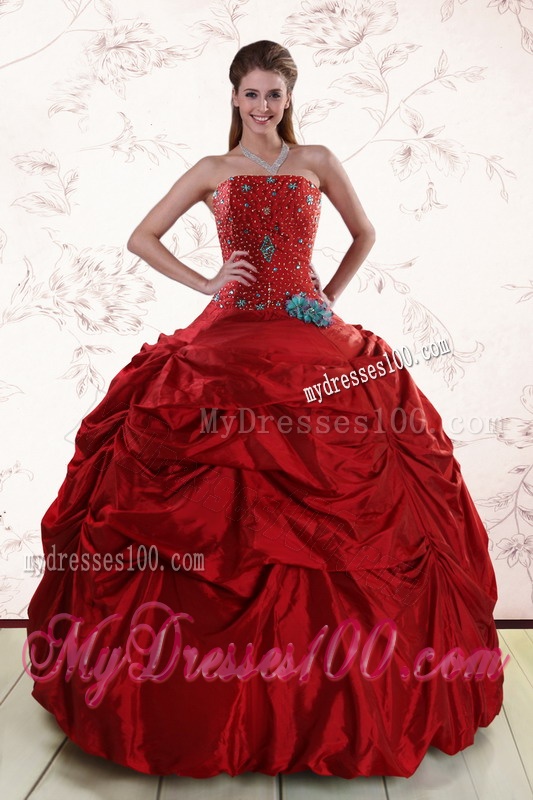 2016 Beaded Strapless Quinceanera Dresses with Pick Ups