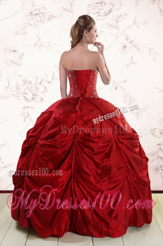 2016 Beaded Strapless Quinceanera Dresses with Pick Ups