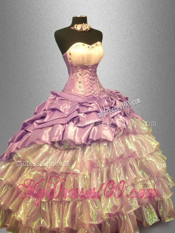 2016 Cheap Sweetheart Quinceanera Dresses with Beading and Ruffled Layers