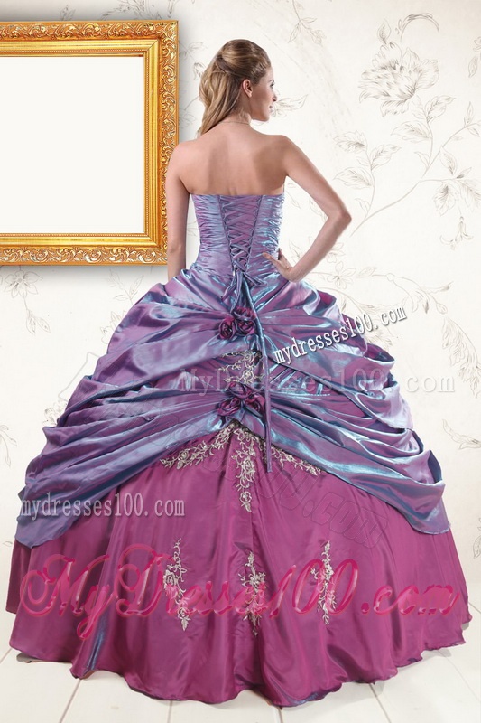 2016 Classic Purple Appliques Quinceanera Dresses with Strapless