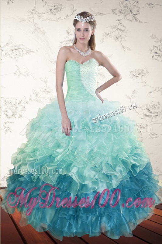 2016 Decent Multi Color Quinceanera Dresses with Beading and Ruffles