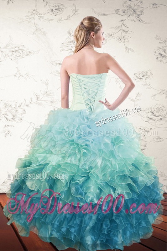 2016 Decent Multi Color Quinceanera Dresses with Beading and Ruffles