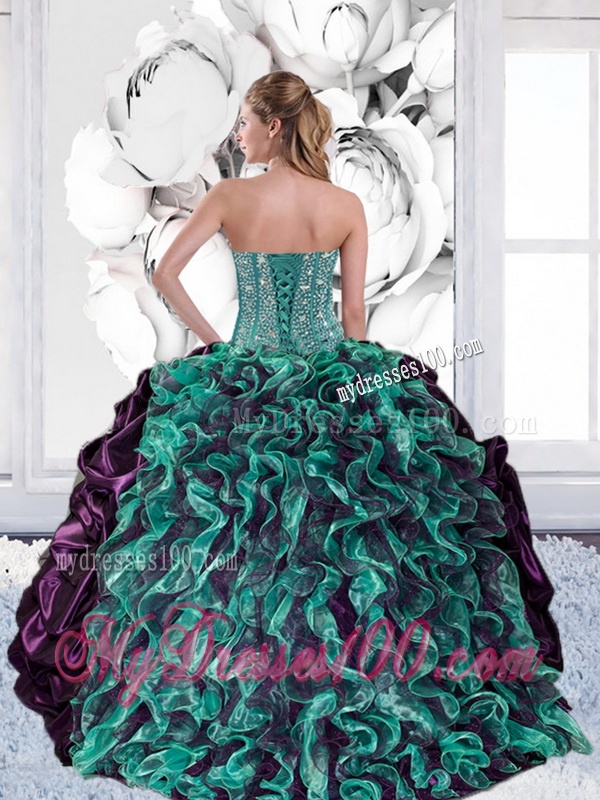 2016 Discount Sweetheart Quinceanera Gown with Pick Ups and Ruffles